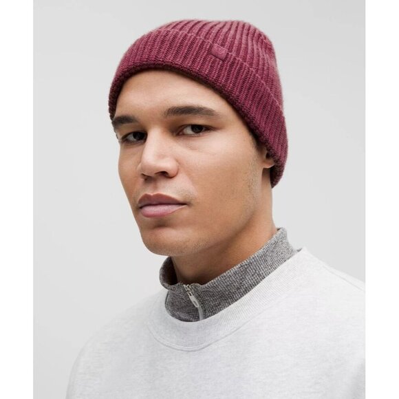 Unisex Close-Fit Wool-Blend Ribbed Knit Beanie - Red